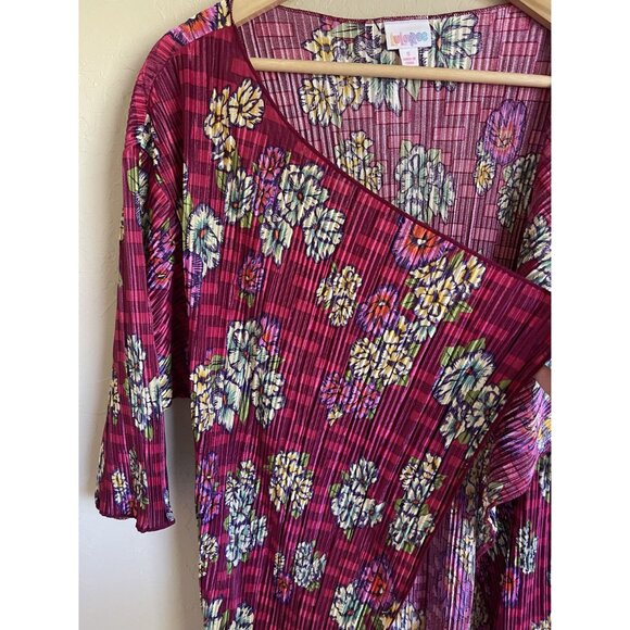 New! Lularoe Shirley Pleated Kimono Pink Floral Size Small - Picture 3 of 5